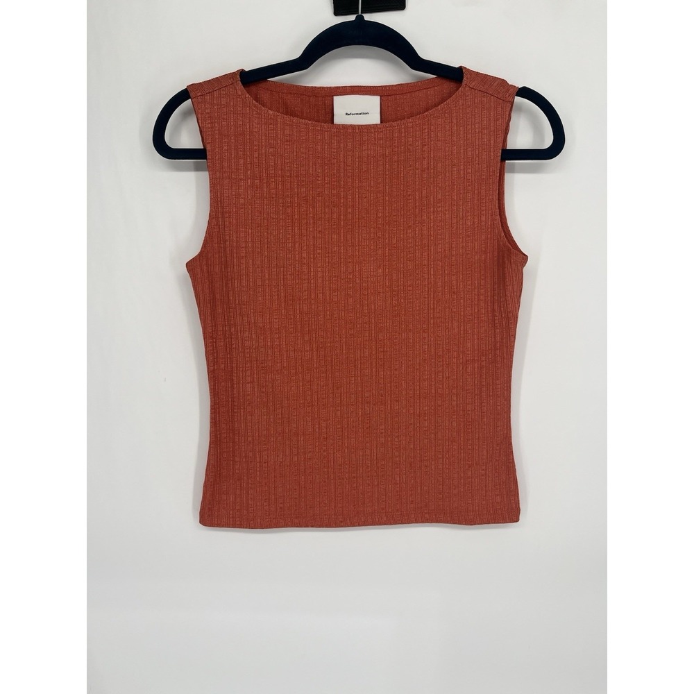 Reformation Coral Ribbed Sleeveless Tank Top Size M